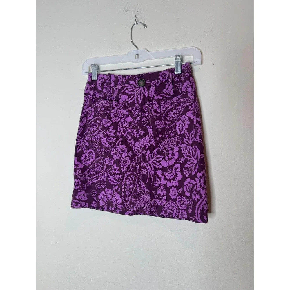 Maeve Anthropologie Skirt‎ Womens XXS Purple Floral Paisley A Line Mini Stretch